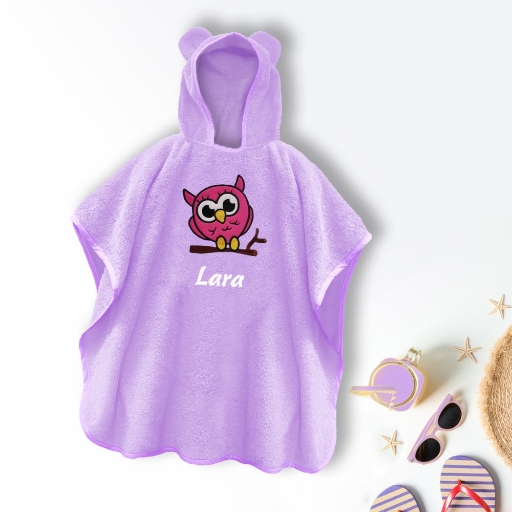 Pink personalized poncho for children